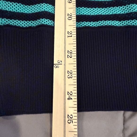 NWOT Akris Punto 2pc Matching Twin Set Cardigan and Tank Aqua Navy Stripe Medium - Picture 9 of 10